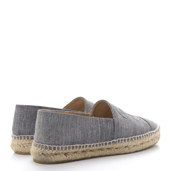 Chanel Gray Striated Suede Interlocking CC Logo Cap Toe Espadrilles Flats 40 - Picture 4 of 10